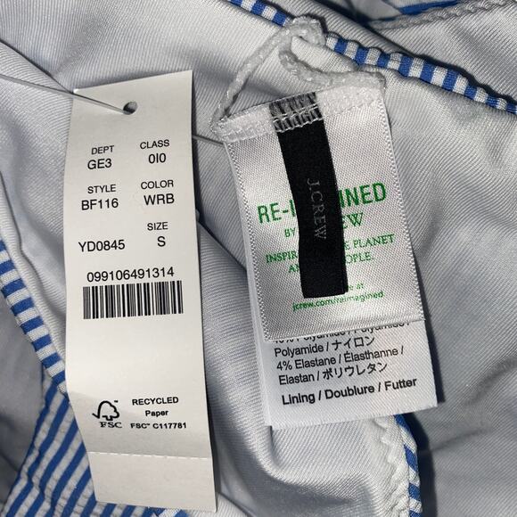 New J. Crew Seersucker Stripe Hipster Bikini Swim Bathing Suit Bottom Size Small - Picture 8 of 10